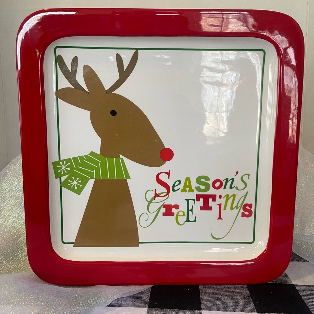 A ceramic Christmas reindeer serving tray.
Great condition!